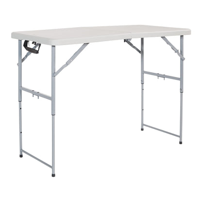 Storenine 122 cm Height-Adjustable Folding Resin Table Light Gray