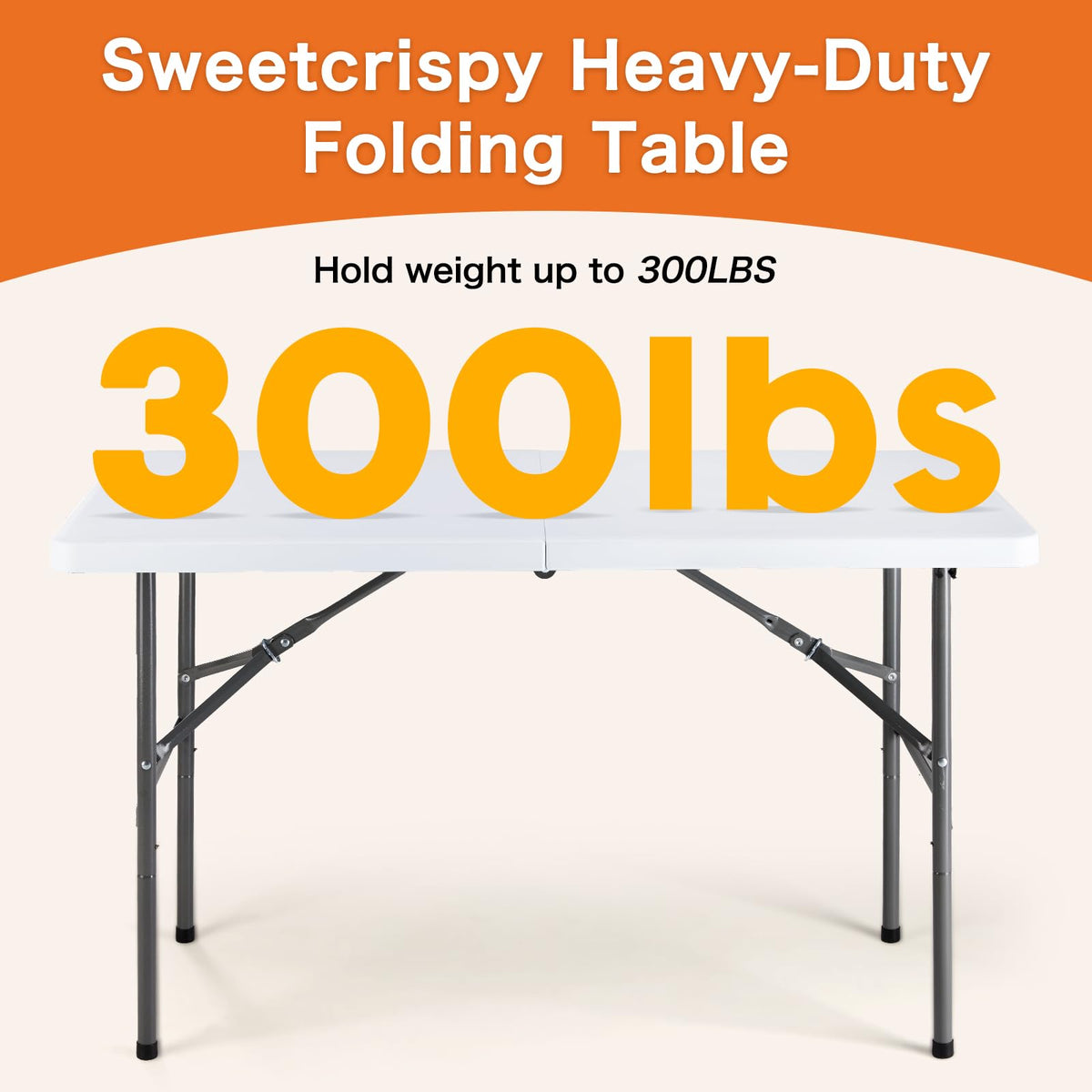 Storenine 122 cm Folding Picnic Table with Carrying Handle Basic White