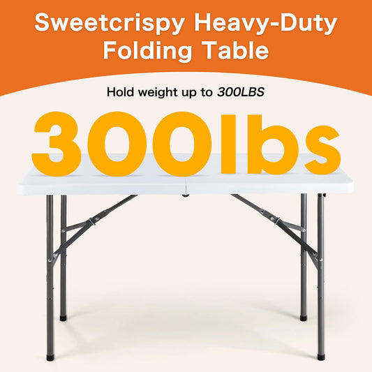 Storenine 122 cm Folding Picnic Table with Carrying Handle Basic White