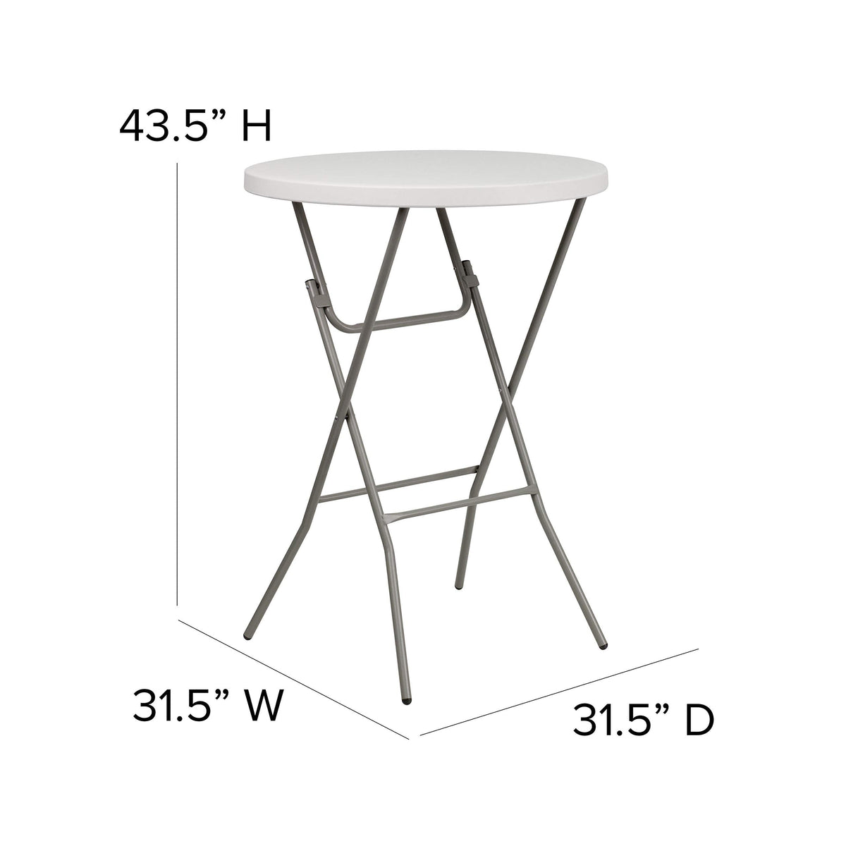 Storenine Kathryn 31.5-Inch Round Folding Bar Height Table Granite White