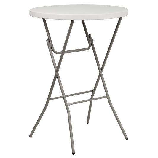 Storenine Kathryn 31.5-Inch Round Folding Bar Height Table Granite White