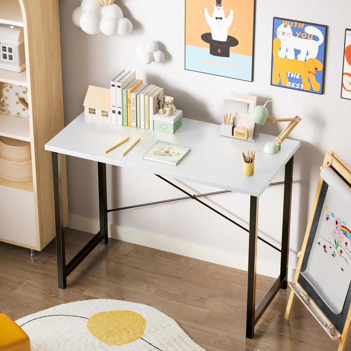 Storenine 32-Inch Compact Computer Desk White Black