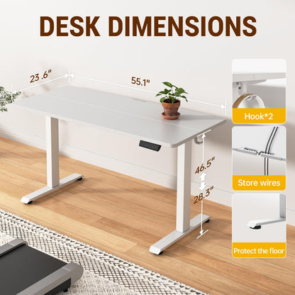 Storenine 55 Inch Electric Standing Desk White