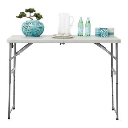 Storenine 122 cm Height-Adjustable Folding Resin Table Light Gray