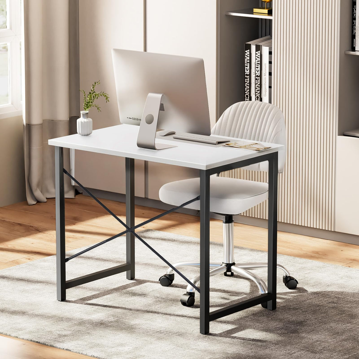 Storenine 32-Inch Compact Computer Desk White Black