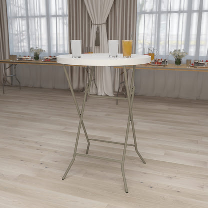 Storenine Kathryn 31.5-Inch Round Folding Bar Height Table Granite White